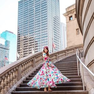 Floral print maxi dress in S